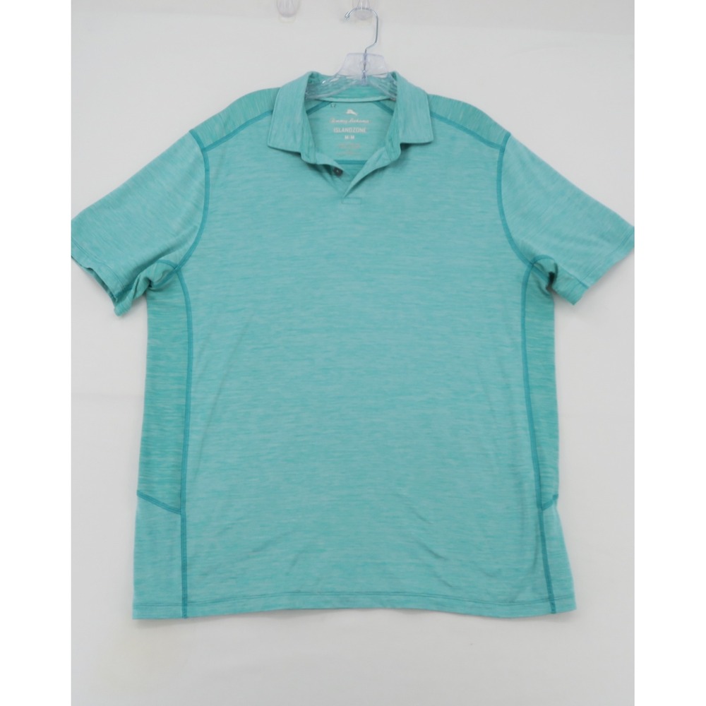 Tommy Bahama IslandZone Mens Medium Aqua Blue Space Dye UPF 30 Polo Shirt